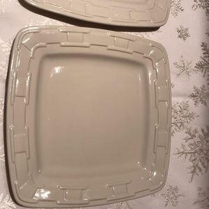 Longaberger woven trad  ivory 11” dinner plates 2